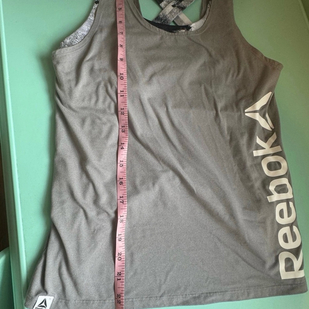 Reebok Gray and White Athletic Tank Top.‎ Built in Bra